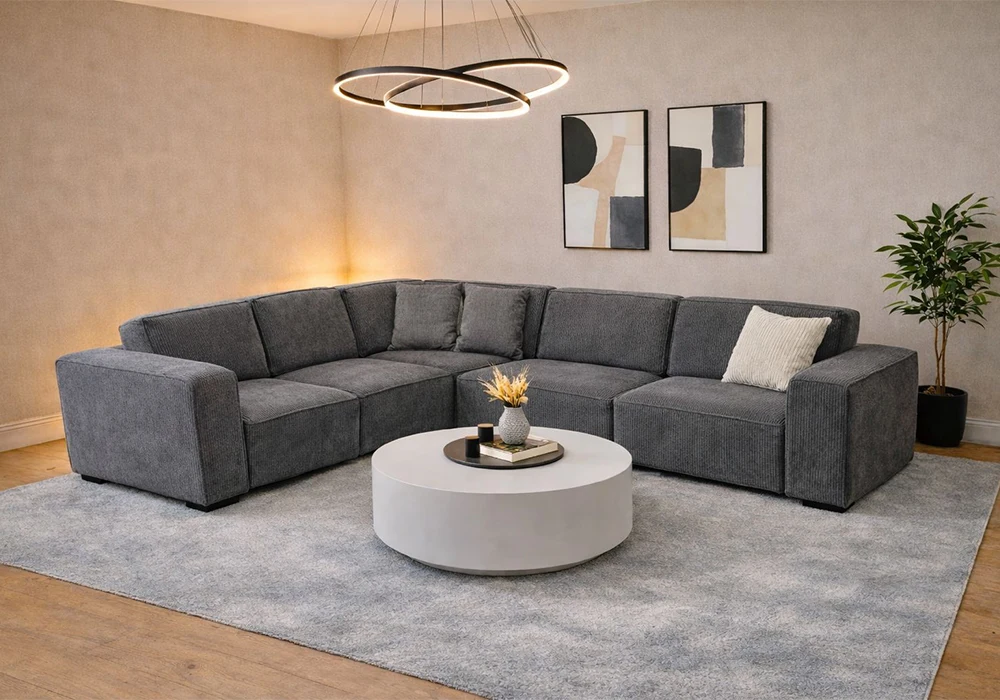 Salon D&rsquo;angle Modulable CHLOÉ Gris Angles Votre Magasin de Meuble et Électroménager à La Réunion !