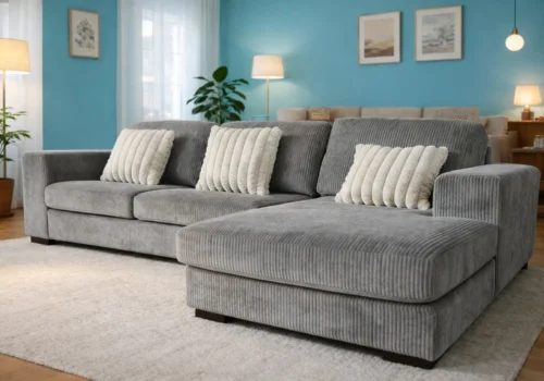 Salon D&rsquo;angle JONIA Gris Angles Votre Magasin de Meuble et Électroménager à La Réunion !