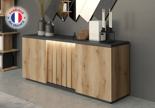 Buffet 3 Portes avec LED (COLLECTION AYA) Les Buffets Bas Votre Magasin de Meuble et Électroménager à La Réunion !