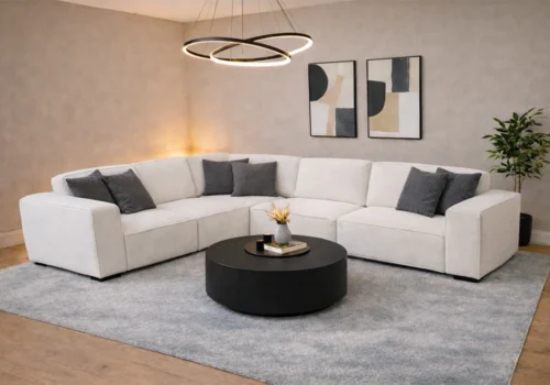 Salon D&rsquo;angle Modulable CHLOÉ Blanc Angles Votre Magasin de Meuble et Électroménager à La Réunion !