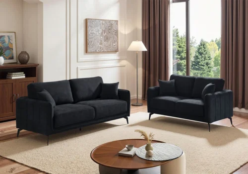 Salon 3 Places + 2 Places GRAVIA Noir Classiques Votre Magasin de Meuble et Électroménager à La Réunion !