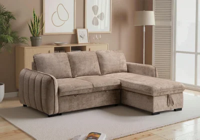 Salon D'Angle Convertible Réversible RITA Marron