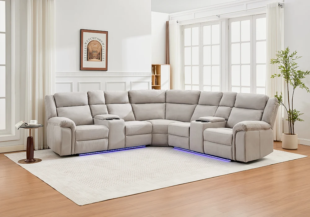 Salon d’Angle 2 Relax Électrique Gris Clair Angles Votre Magasin de Meuble et Électroménager à La Réunion ! 4 Salon d’Angle 2 Relax Électrique Gris Clair – Image 1