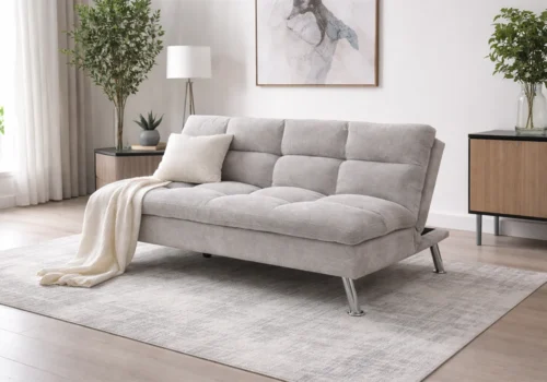 Banquette Clic-Clac ANYA Gris Clair Convertibles Votre Magasin de Meuble et Électroménager à La Réunion !
