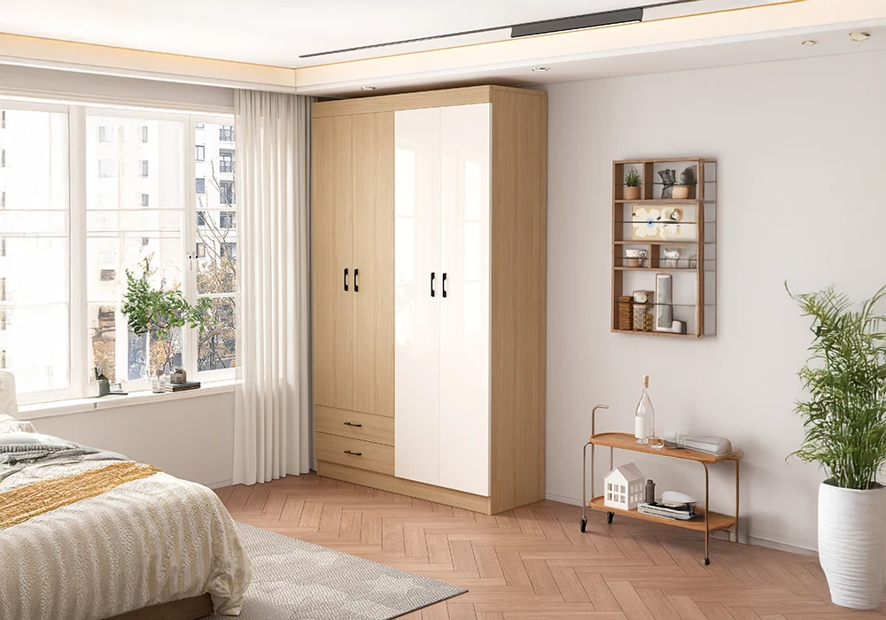 Armoire VALIO 4 Portes 2 Tiroirs Armoires, Commodes & Chevets Votre Magasin de Meuble et Électroménager à La Réunion !