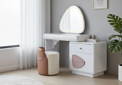 Coiffeuse LED 5 Tiroirs avec Fauteuil PRETIA