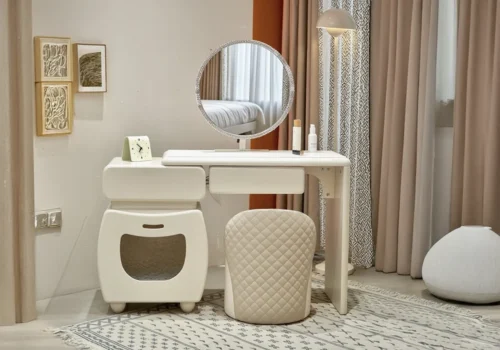 Coiffeuse LED 3 Tiroirs avec Fauteuil Armoires, Commodes & Chevets Votre Magasin de Meuble et Électroménager à La Réunion !