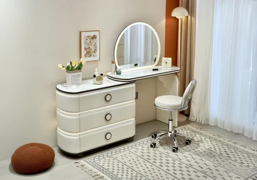 Coiffeuse LED 3 Tiroirs avec Fauteuil SAVIA Armoires, Commodes & Chevets Votre Magasin de Meuble et Électroménager à La Réunion !