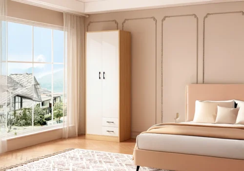 Armoire VERIO 2 Portes 2 Tiroirs Armoires, Commodes & Chevets Votre Magasin de Meuble et Électroménager à La Réunion !