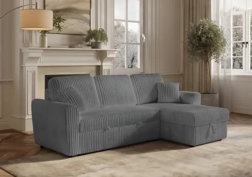 Salon D&rsquo;Angle Convertible Réversible SABRA Gris Angles Votre Magasin de Meuble et Électroménager à La Réunion !