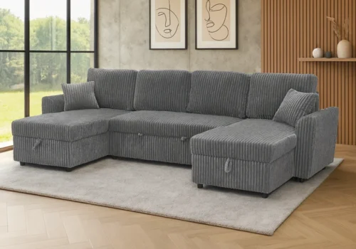 Salon d’Angle Convertible Panoramique DALIA Gris Angles Votre Magasin de Meuble et Électroménager à La Réunion !