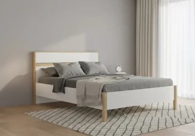 Lit PALMA 140x190cm Blanc/ Chêne