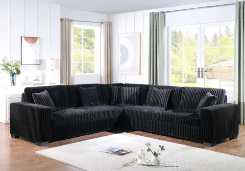 Salon D&rsquo;Angle NORIA Noir Angles Votre Magasin de Meuble et Électroménager à La Réunion !