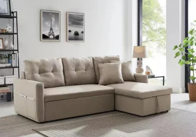 Salon d’Angle Convertible SARA Beige Angles Votre Magasin de Meuble et Électroménager à La Réunion !