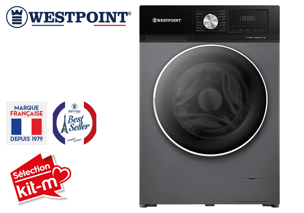 Lave-Linge 9KG Inverter Vapeur SILVER Westpoint (WMT-914A25.DS) Électroménager Votre Magasin de Meuble et Électroménager à La Réunion ! 4 Lave-Linge 9KG Inverter Vapeur SILVER Westpoint (WMT-914A25.DS) – Image 1