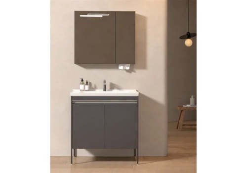 Ensemble Salle de Bain Vichio GRIS 90cm Meubles Votre Magasin de Meuble et Électroménager à La Réunion !