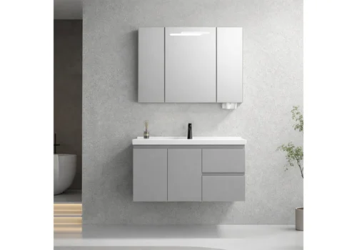 Ensemble Salle de Bain BELIA Gris 90cm Meubles Votre Magasin de Meuble et Électroménager à La Réunion !