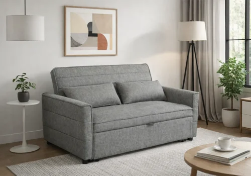 Canapé Convertible DELIA Gris Clair Convertibles Votre Magasin de Meuble et Électroménager à La Réunion !