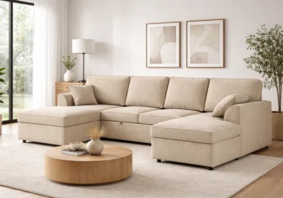 Salon d'Angle Convertible Panoramique STAMFORD Beige