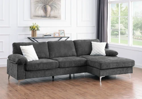 Salon D&rsquo;Angle KAVEAH Gris Foncé Angles Votre Magasin de Meuble et Électroménager à La Réunion !