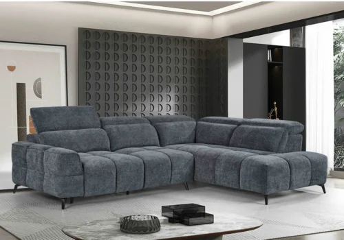 Salon D&rsquo;Angle PRIVIA Assise Coulissante Électrique Gris Foncé Angles Votre Magasin de Meuble et Électroménager à La Réunion !