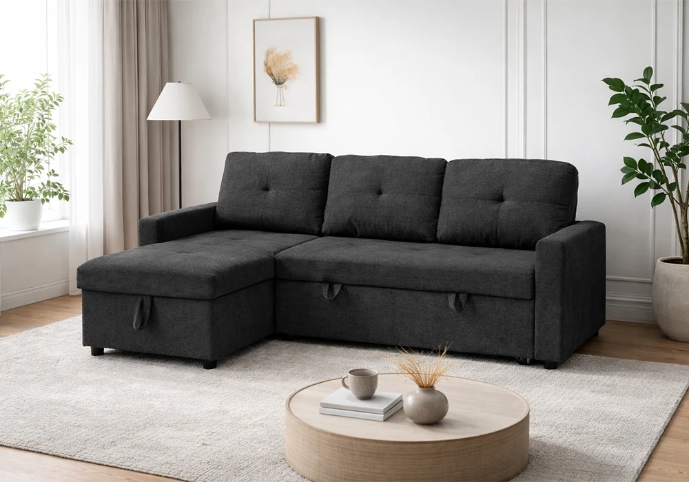 Salon d’Angle Convertible Reversible ELITE Gris Foncé Classiques Votre Magasin de Meuble et Électroménager à La Réunion ! 4 Salon d’Angle Convertible Reversible ELITE Gris Foncé – Image 1