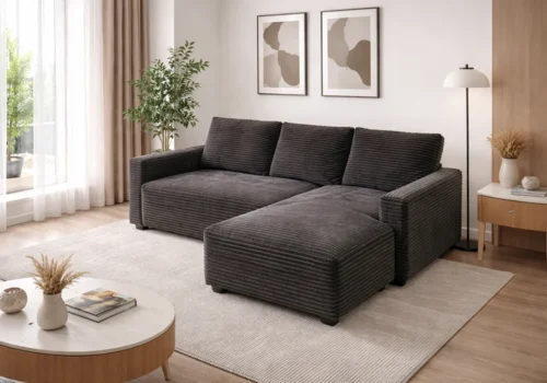 Salon D&rsquo;Angle Convertible SABIA Gris Angles Votre Magasin de Meuble et Électroménager à La Réunion !