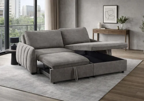 Salon D’Angle Convertible Réversible CLOUD Gris Classiques Votre Magasin de Meuble et Électroménager à La Réunion !