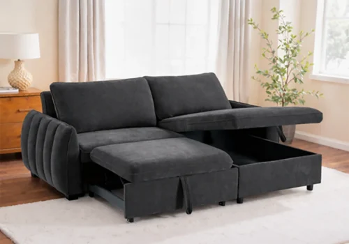 Salon D’Angle Convertible Réversible CLOUD Gris Foncé Classiques Votre Magasin de Meuble et Électroménager à La Réunion !