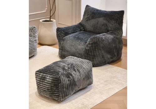 Fauteuil Lounge LISBOA Compressé Avec un Pouf Repose-Pieds Libra Gris Fauteuils, Tabourets & Poufs Votre Magasin de Meuble et Électroménager à La Réunion !