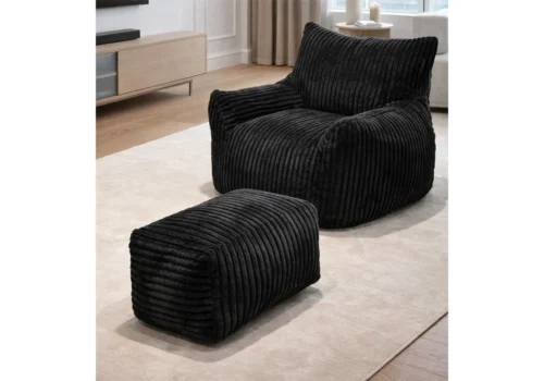 Fauteuil Lounge LISBOA Compressé Avec un Pouf Repose-Pieds Libra Noir Fauteuils, Tabourets & Poufs Votre Magasin de Meuble et Électroménager à La Réunion !
