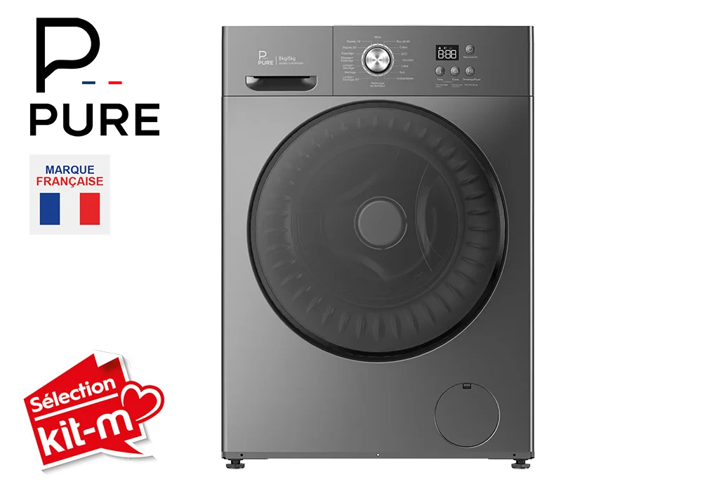 Lave Linge Séchant Inverter Silver 8/5KG PURE Électroménager Votre Magasin de Meuble et Électroménager à La Réunion !