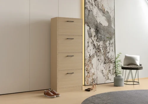 Meuble Chaussures CALYRA 4 Portes Abattants Beige Meubles Votre Magasin de Meuble et Électroménager à La Réunion !