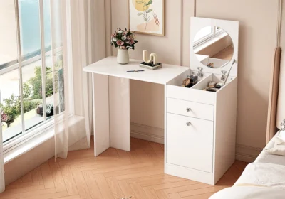 Coiffeuse ELDRAN 1 Tiroir 1 Porte Blanc