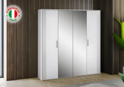 Armoire 4 Portes Blanc (COLLECTION ODETTE) Armoires, Commodes & Chevets Votre Magasin de Meuble et Électroménager à La Réunion !