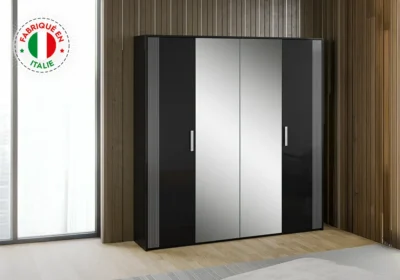 Armoire 4 Portes Noir (COLLECTION ODETTE)