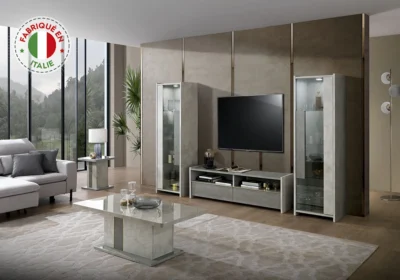 Meuble TV 2 Portes Gris (COLLECTION SOLE)