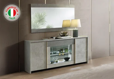 Buffet 4 Portes Gris (COLLECTION SOLE) Meubles Votre Magasin de Meuble et Électroménager à La Réunion !