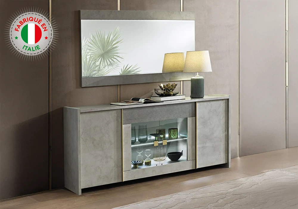 Buffet 4 Portes Gris (COLLECTION SOLE) Meubles Votre Magasin de Meuble et Électroménager à La Réunion ! 5