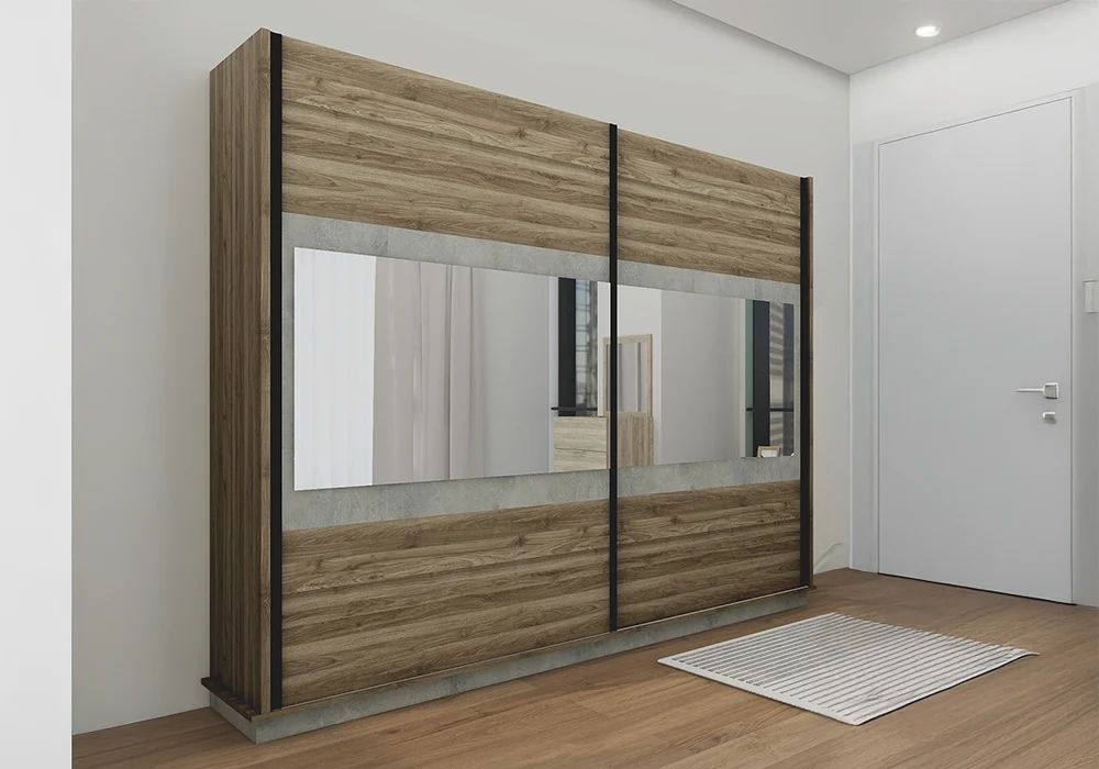 Armoire 2 Portes Coulissantes avec Miroir (Collection Véronique) Armoires, Commodes & Chevets Votre Magasin de Meuble et Électroménager à La Réunion !