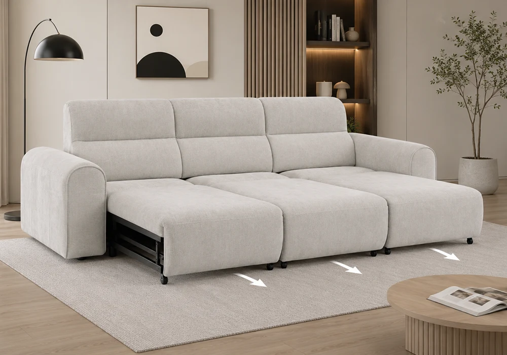 Canapé 3 Places avec Assise Coulissante Électrique DELI Gris Clair Angles Votre Magasin de Meuble et Électroménager à La Réunion ! 4 Canapé 3 Places avec Assise Coulissante Électrique DELI Gris Clair – Image 1
