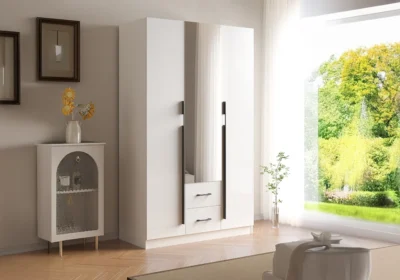 Armoire VERIA 3 Portes / 2 Tiroirs Miroir Blanc Armoires, Commodes & Chevets Votre Magasin de Meuble et Électroménager à La Réunion !