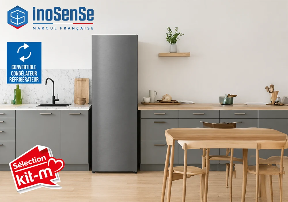 Congélateur Armoire 1 Porte Dark Inox Convertible en Réfrigérateur 206L InoSense Congélateurs Votre Magasin de Meuble et Électroménager à La Réunion ! 4 Congélateur Armoire 1 Porte Dark Inox Convertible en Réfrigérateur 206L InoSense – Image 1