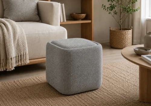 Pouf CUBIC Gris avec Rangement Fauteuils, Tabourets & Poufs Votre Magasin de Meuble et Électroménager à La Réunion !