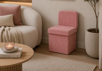 Fauteuil D'Appoint VASCA Rose Avec Rangement