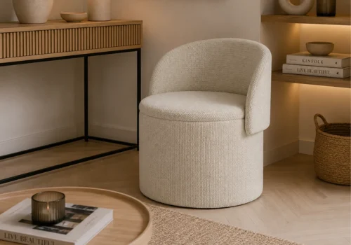 Fauteuil /Pouf d&rsquo;Appoint MODERA Beige avec Rangement Intégré Fauteuils, Tabourets & Poufs Votre Magasin de Meuble et Électroménager à La Réunion !