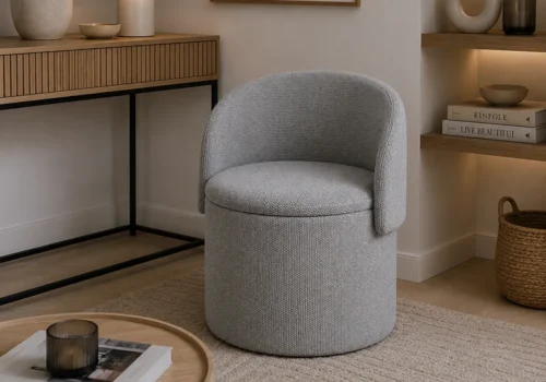 Fauteuil /Pouf d&rsquo;Appoint MODERA Gris avec Rangement Intégré Fauteuils, Tabourets & Poufs Votre Magasin de Meuble et Électroménager à La Réunion !