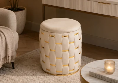 Pouf Coffre Rond Beige