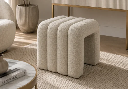 Pouf TEDY Beige Fauteuils, Tabourets & Poufs Votre Magasin de Meuble et Électroménager à La Réunion !