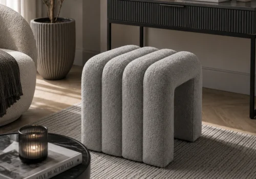 Pouf TEDY Gris Fauteuils, Tabourets & Poufs Votre Magasin de Meuble et Électroménager à La Réunion !